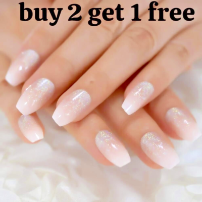 nägel french weiß glitzer